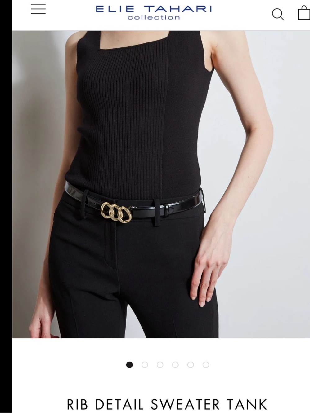 Elie Tahari Rib Detail Sweater Tank in Black